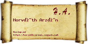 Horváth Arzén névjegykártya